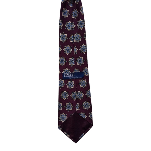 Vintage Polo Ralph Lauren Silk Necktie Mens Purple Medallion Designer Tie